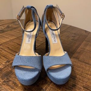 Jimmy Choo Denim/Navy Open Toe Pump